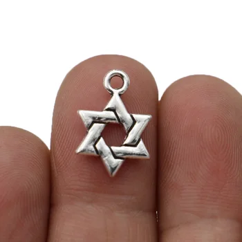 

20pcs Antique Silver Plated David Star Charms Pendants for Jewelry Making Bracelet DIY Handmade Accessories 12x18mm