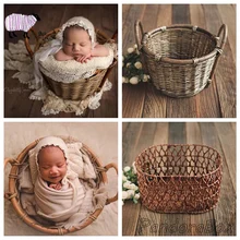 Ротанговая корзина для новорожденных; реквизит для фотосессии; студийная корзина для фотосессии; аксессуары для фотосессии; реквизит для новорожденных