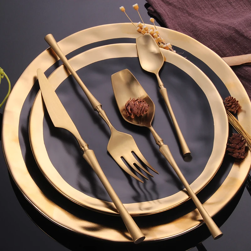 Stainless Steel Cutlery Set Gold Dinnerware Set Western Food Cutlery Tableware Dinnerware Christmas Gift Forks Knives Spoons
