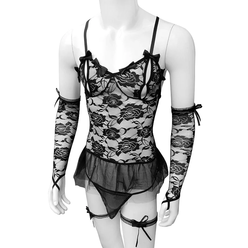 

Sissy Sexy Lingerie Bride Porno Wedding Dress Costumes Role Play Hot Sexy Underwear Lovely Mens Floral Lace Erotic Costume