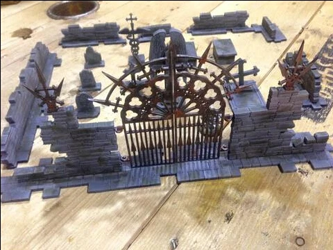 

New Arrival Wooden Miniature Gothic Style Ruins Cemetery As Picture