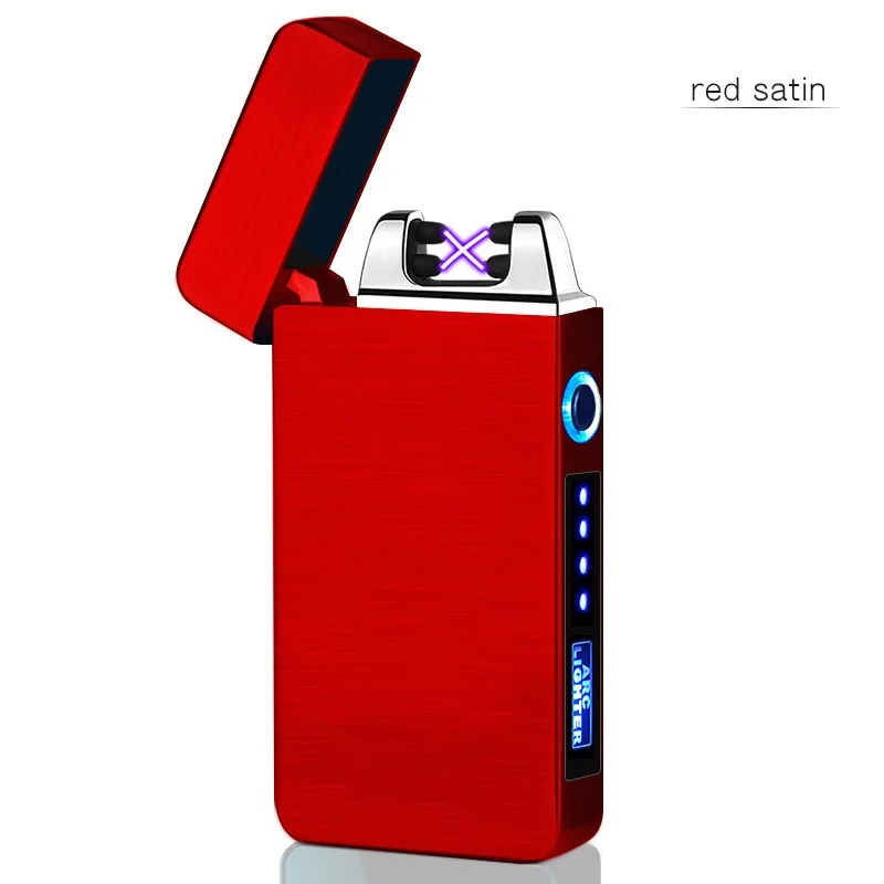 Плазменная usb-зажигалка с сенсорным переключателем, зажигалка для сигарет для курения, Электронная зажигалка с гравировкой, супертонкие зажигалки - Цвет: Red