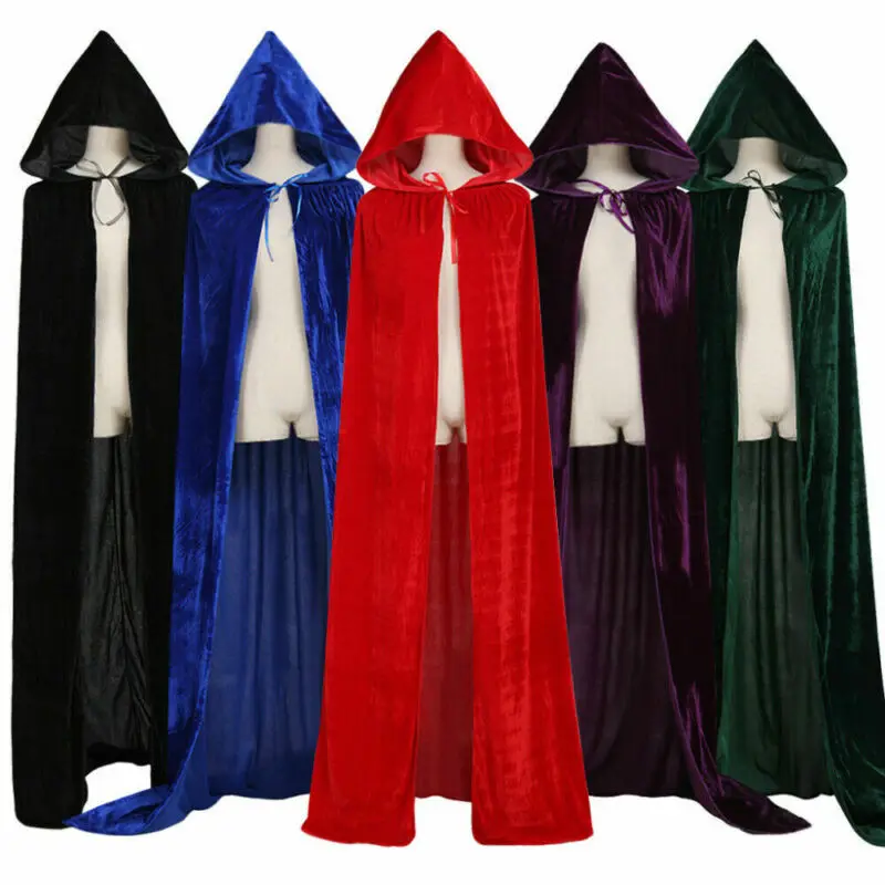 Adult Vampire Capes Kids Hooded Robes Black Red Reversible Forest Green Deluxe Halloween Cloak Full Length Anime Cosplay new
