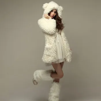

Coats Women 2019 Winter Fashion Teddy Bear Ears Loose Coat Thick Warm Hoodie Outerwear Jacket Plus Size Chaquetas Mujer