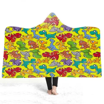 

3D Cartoon dinosa Hooded Blanket Sherpa Fleece Wearable plush Throw Blanket on Bed Sofa Thick warm B166