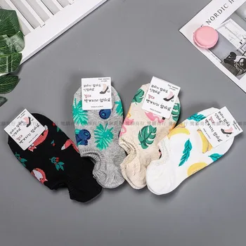 

Short Socks Happy Women Cotton Woman Sox Fruit Leaves Colorful Thin Sock Creative Ladies Spring Summer Trendy Lady Calcetines