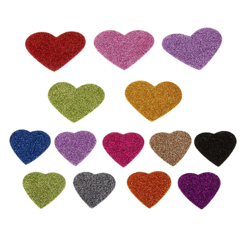 

Pack of 50 pcs Glitter Foam Heart Shape Mixed Self Adhesive Sticker for Kids Crafting Other Craft
