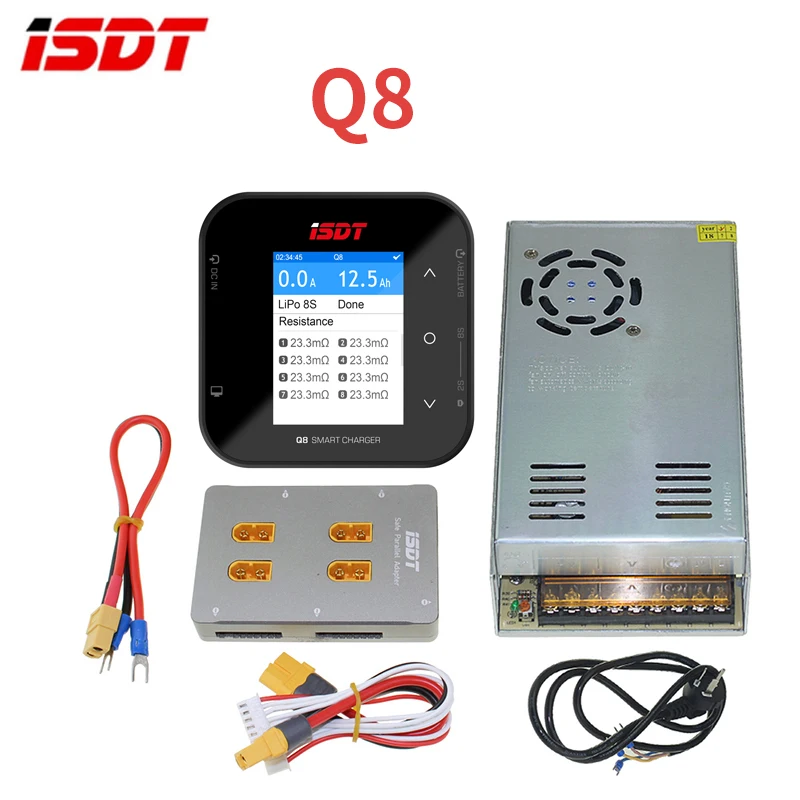 ISDT Q8 Lite 500W 20A 2-8S Switching Power Battery Balance Charger Smart Digital Charger Parallel Charging Board for RC Drone