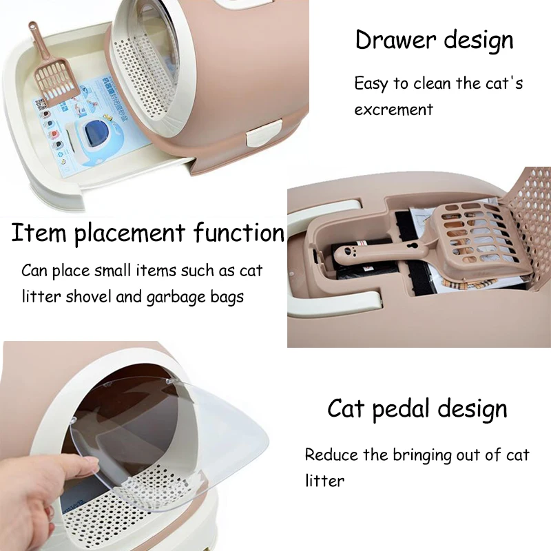 Large Cat Litter Box Tray Indoor Closed Anti-splash Drawer design Pet Cat Toilet Enclosed Cute Small Cat Sandbox With Scoop Large Cat Litter Box Tray Indoor Closed Anti-splash Drawer design Pet Cat Toilet Enclosed Cute Small Cat Sandbox With Scoop