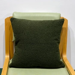Cozy Nordic Faux Fur Plush Cushion Cover - 50x50cm (Dark Green)