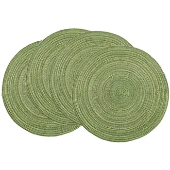 

Round Placemats Set of 4 Round Table Placemats Braided Cotton Placemats 15 Inch for Kitchen Dining Table Holiday Party