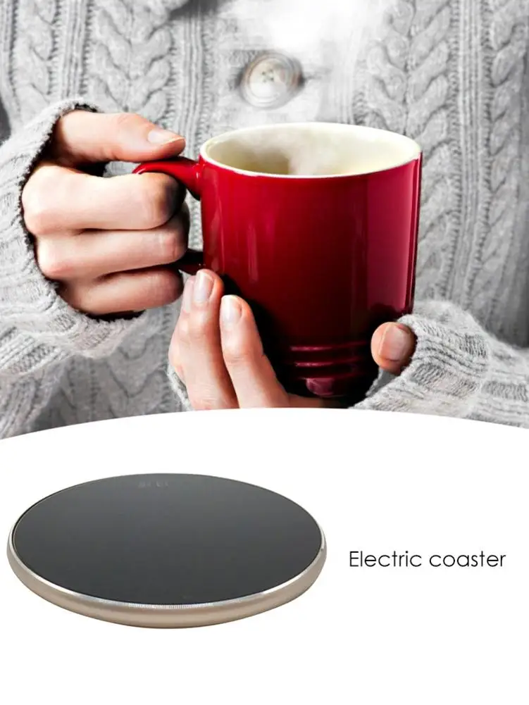 

Ultra Thin Metal USB Warmer Heater Beverage Mug Mat Keep Drink Warm Heater Mugs Coaster Simple Style Warmer Mat Office Home Use