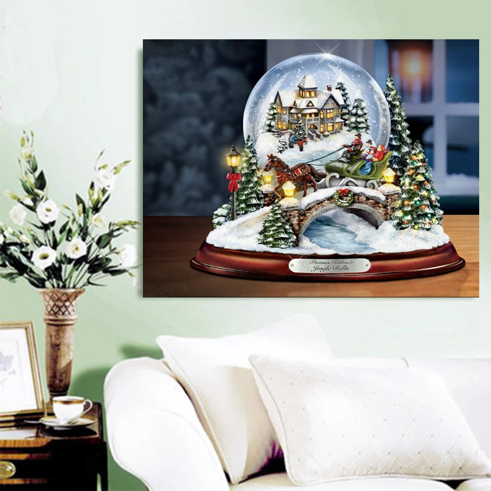 5D DIY алмазная живопись Вышивка снежок Рождественский круглый дрель домашний Украшения и шитья рукоделие вышивка крестиком