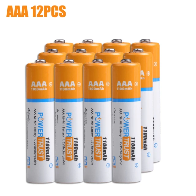 PowerTrust 8 Packs 1100mAh 1.2V AAA Ni-MH Rechargeable Battery for AA AAA Batteries (Case Included) 12Pcs AAA