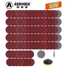 ASOYOGA – disque de ponçage 3.8 pouces, 92 pièces, Kit de tampons de support pour perceuse à bois et métal, ponceuse rotative, grain 40 3000