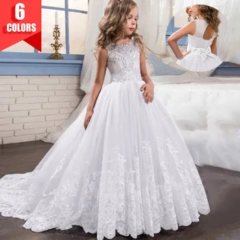 2021 Girls Christmas Dress White Bridesmaid Kids Clothes Girls Children Long Princess Dress Party Wedding Dress 14 10 12 Years 1