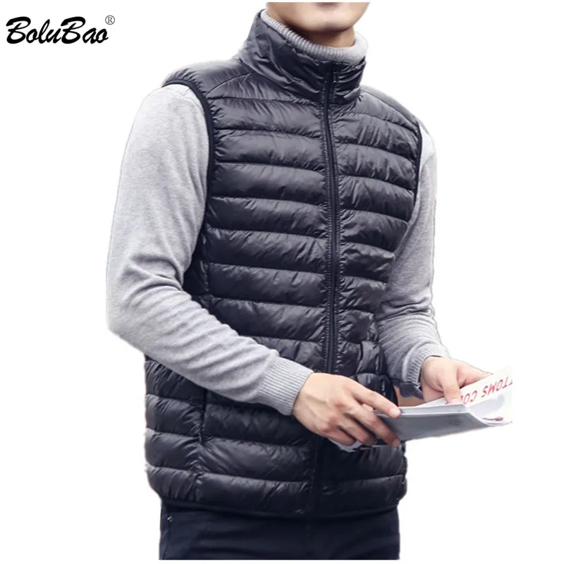 BOLUBAO-Chaleco ligero de plumón de pato para hombre, Blanco sólido informal a la moda, novedad de otoño