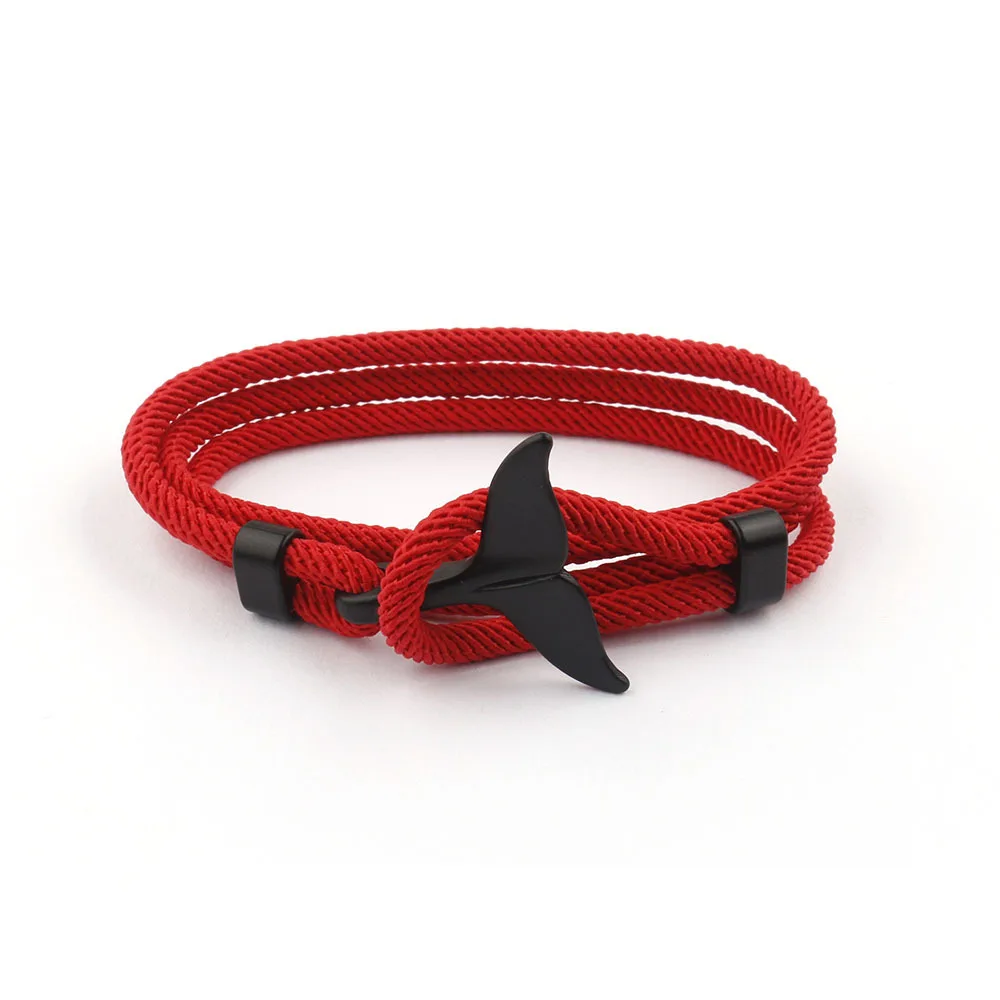 

Fashion Whale Tail Anchor Bracelets Men Women Charm Nautical Survival Rope Chain Paracord Bracelet Male Wrap Metal Hooks SL057