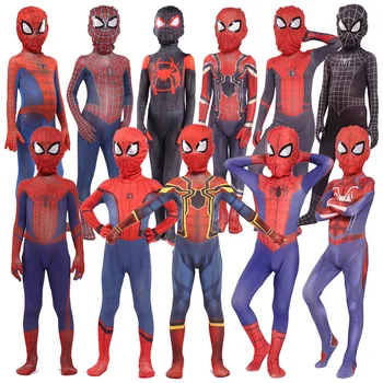 

New 2019 Kids Spider Zentai Peter Parker Cosplay Costume halloween costumes for kid spidesuit costume