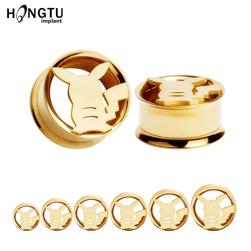 

1Pair Stainless Steel Auricle Ear Plugs Tunnel Flesh Earring Gauges Cartoon Piercing Tunnels Expanders Rings Body Jewelry 8-20mm