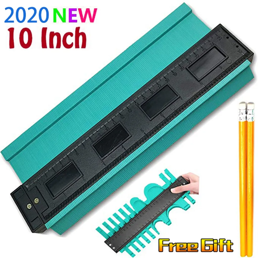 Профильный Манометр с 2 карандашами, домашний улучшенный, 10 дюймов, ABS пластик, форма, контур, Дубликатор, зеленый профиль, калибр, плиточный ламинат, инструмент