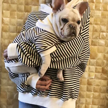 

Miflame Parent-child Dog Hoodies Stripe Dog Sweatshirt For Pet Clothes Small Dog Clothes Cotton French Bulldog Chihuahua Clothes