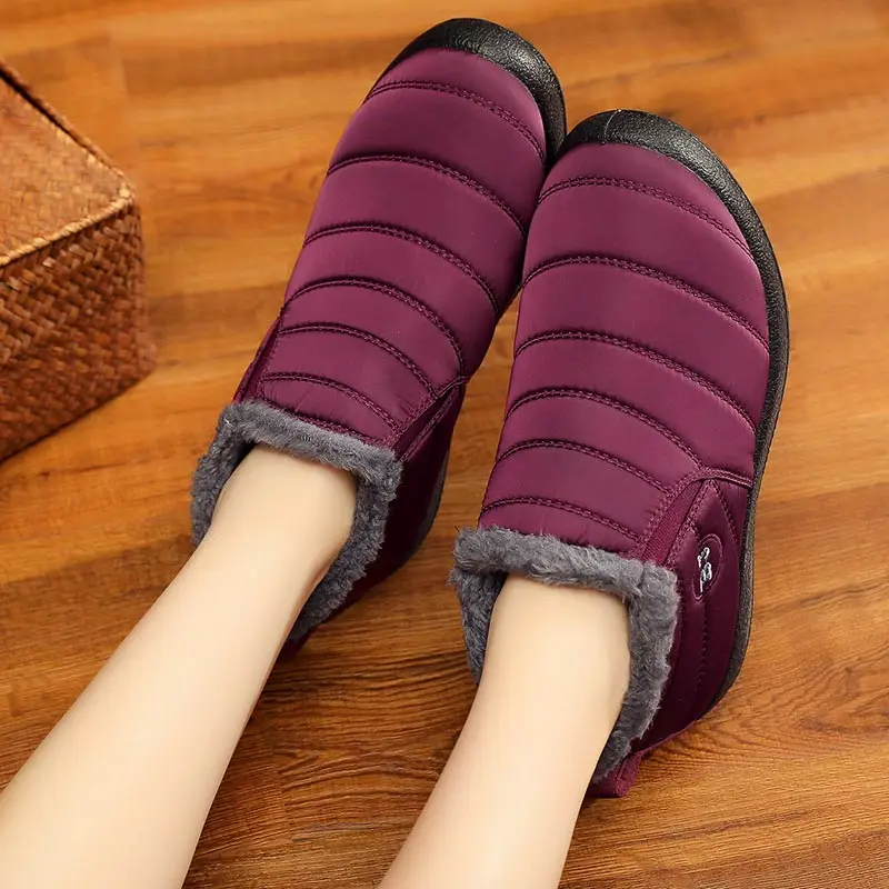 Теплые зимние ботинки с плюшевой подкладкой; коллекция года; нескользящие Водонепроницаемые зимние ботинки; женская однотонная обувь; женская обувь; большие размеры