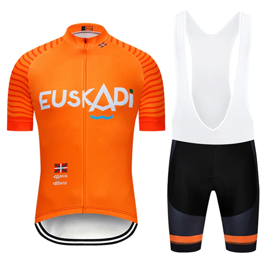 EuskadI Велоспорт Джерси мужские летние с коротким рукавом оранжевый pro team дышащая