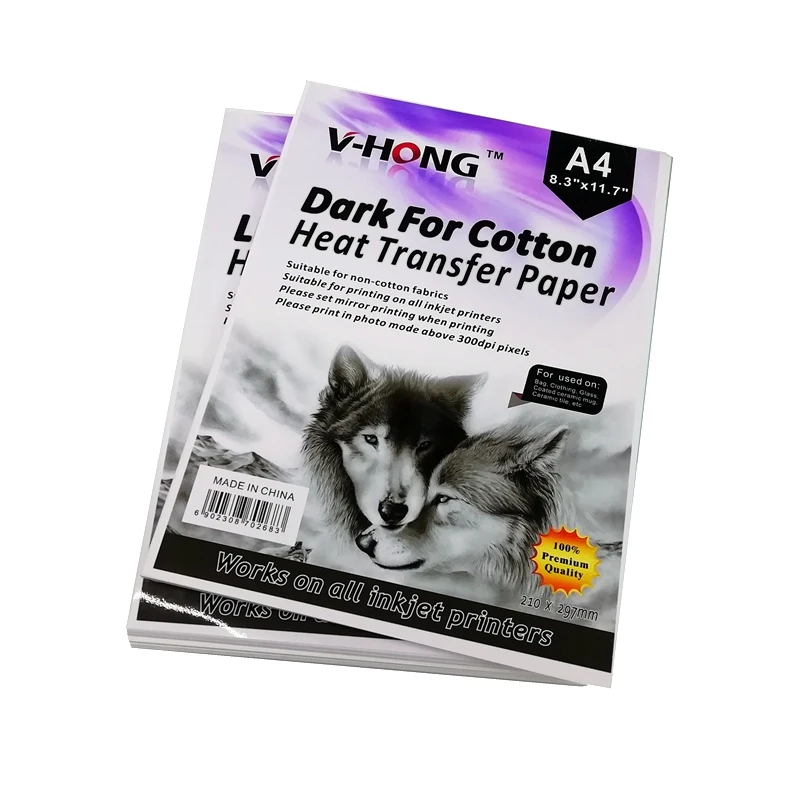 V-HONG бренд не исчезает A4 узор переводной логотип хлопковая футболка ткань темно и