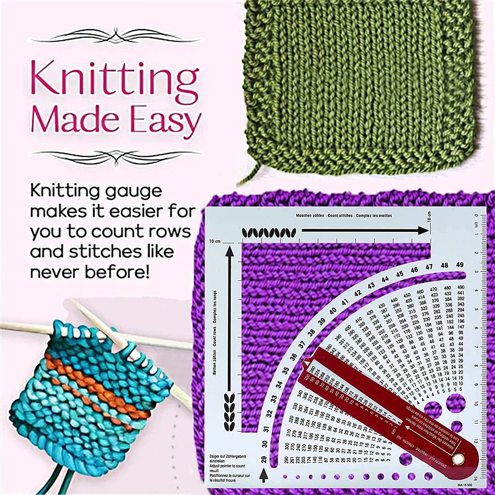 Knitting Gauge Converter Counting Frame Smooth Weave Craft Circular Handle Sweater Knitting Calculator Density Ruler Sewing Tool
