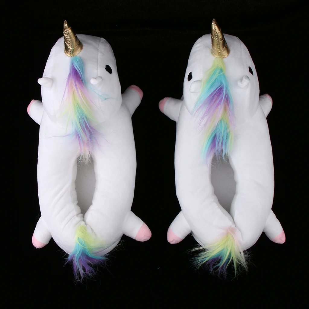 Cozy Plush Unicorn Slippers Funny Animal Home Slipper House Shoes for Women Girls