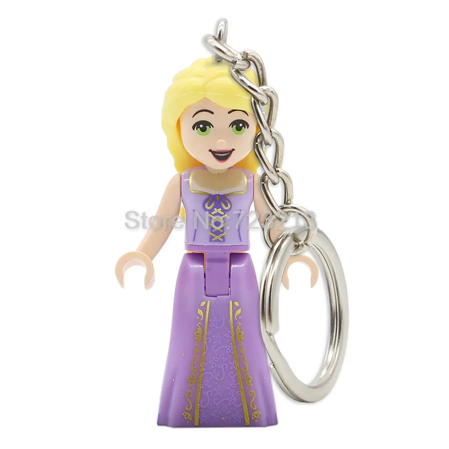 Сказочная принцесса брелок для девушек фигурка брелок для ключей Belle Beast Mulan Золушка Анна Ариэль Олаф запутанная кукла строительные блоки игрушки - Цвет: Rapunzel