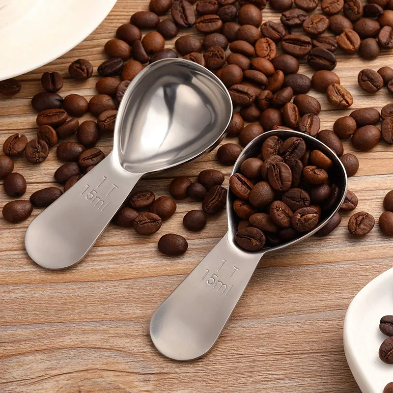 2 Pieces Coffee Scoop Stainless Steel Short Handle Tablespoon Measuring Spoons for Tea Sugar 15 Ml | Дом и сад