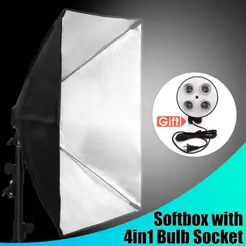 

50x70cm Photo Studio Softbox 4-Socket E27 Lamp Lighting Holder Kit for photo Video Studio Photography Accessories