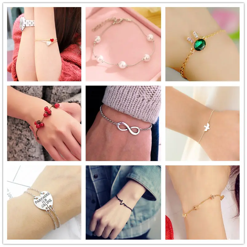 

L091 2019 Fashion Jewelry Pearl Crystal Charm Bracelets & Bangles Heart Star Shell Bracelets For Women Gift Pulseira Feminina