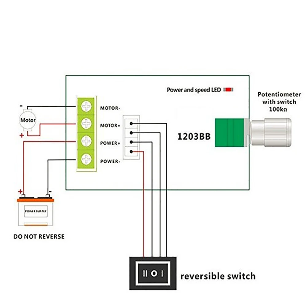 DC Motor Speed Controller DC 6V 12V 24V 28V 3A PWM Adjustable Speed Forward Reverse Switch