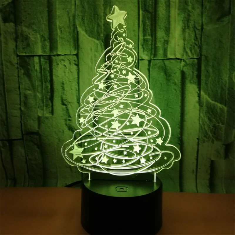 3D Рождественская елка светодиодный ночник настольная лампа 7 цветов RGB Изменение визуальное 3D украшение Lampara Рождество Хэллоуин ребенок девочка подарок