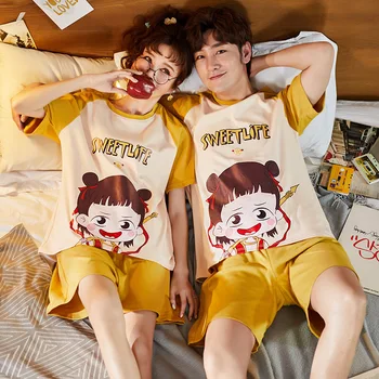 

couple pajamas loungewear home clothes cute clothes shorts short-sleeved cotton thin section large size loose kawaii short sets