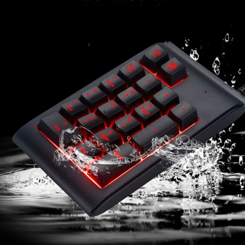 Трехцветная Проводная клавиатура RGB с подсветкой USB водонепроницаемая цифровая