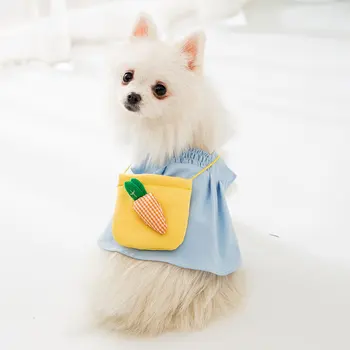 

Sky Blue Dog Cat princess skirt 2020 Summer small dog dress With Pocket thin breathable outfit puppy dog dress pet clothes