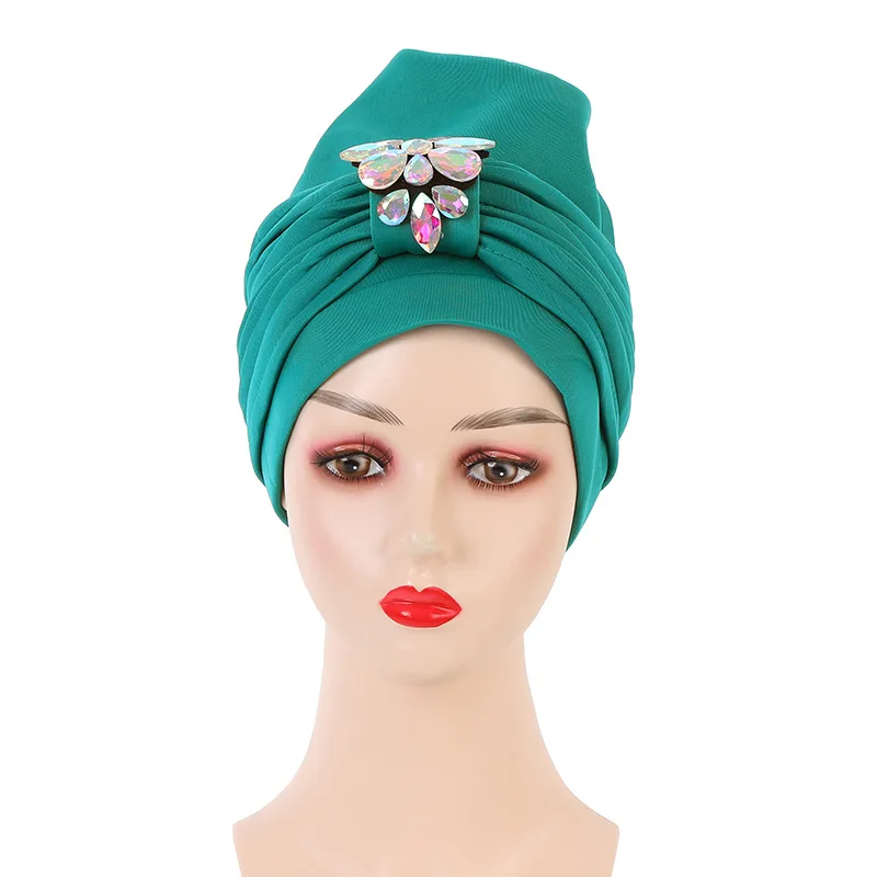 african traditional clothing 2021 NEW Women Turban Hijab Bonnet Already Made African Auto Gele Headtie Muslim Headscarf Caps Female Head Wraps Hat for Party african outfits for ladies Africa Clothing
