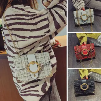 

2020 Lady bag contrast color package Plaid shoulder chain small square buckle Crossbody bag for women Bolsa Feminina