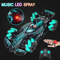 Jouet de voiture RC 4WD F1 pour enfant et adulte, Kit de voiture de course à la dérive, 2.4G, gestes, télécommande, voitures, pulvérisation de lumière, musique légère 