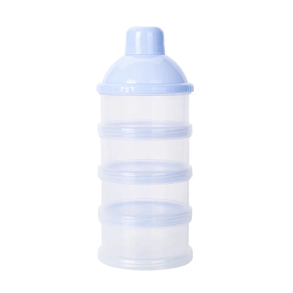4 слоя Портативный детская бутылочка для кормления ребенка Миксер для сухого молока Еда ящик для хранения закуски Еда бутылки контейнера путешествия Еда аксессуары для хранения - Цвет: Синий