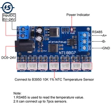 

RS485 Temperature Receiver for NTC Sensor Data Collector Signal Controller Recorder DC 12V 24V 7 Bit
