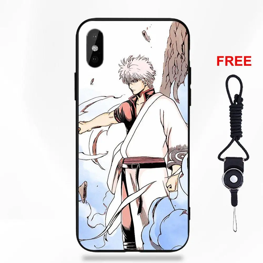 Gintama Gintoki Мягкий ТПУ чехол+ закаленное стекло для Apple iPhone 5 5C 5S SE 6 6S 7 8 Plus X XS Max XR - Цвет: as picture
