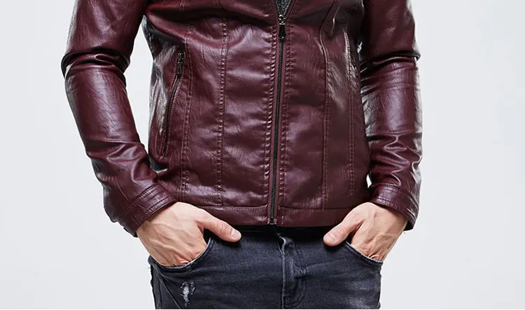 Fall And Winter Clothes Men's Stand Collar Europe And America Leather Coat Slim Fit Short Pu Locomotive Leather Jacket Large Siz