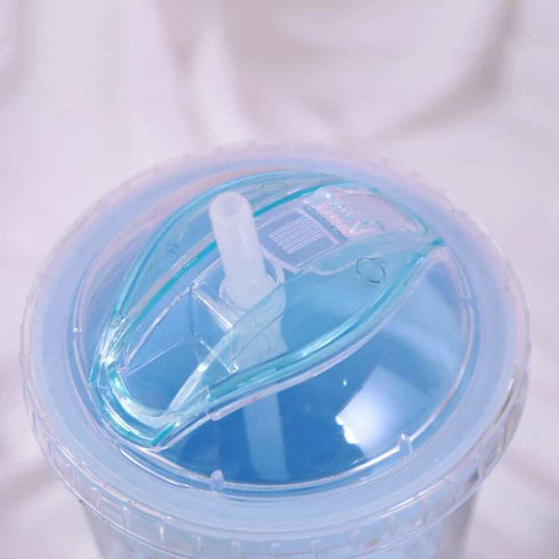 

Plastic Portable Hand-held Double Straw Cup Double Layer Student Water Cup SLC88