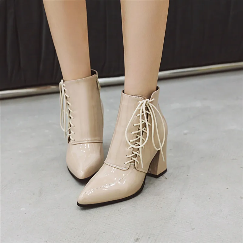 ESRFIYFE 2020 New Large Size Women Boots Fashion Pointed Toe High Heels Women's Shoes Sexy Autumn Winter Ankle Boots Female