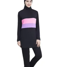 5XL Женская Полосатая мусульманская одежда для плавания хиджаб mAh исламский плюс размер купальный костюм Плавание Серфинг одежда Спорт Буркини